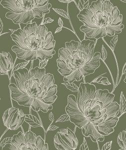 Papel de Parede Floral Verde