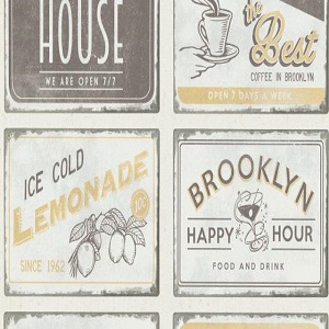 Papel de parede vintage quadros coffe 6365-15