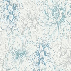 Papel de parede floral azul 5425-08
