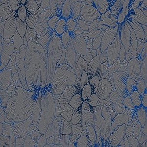 Papel de parede florido cinza com azul 5425-15