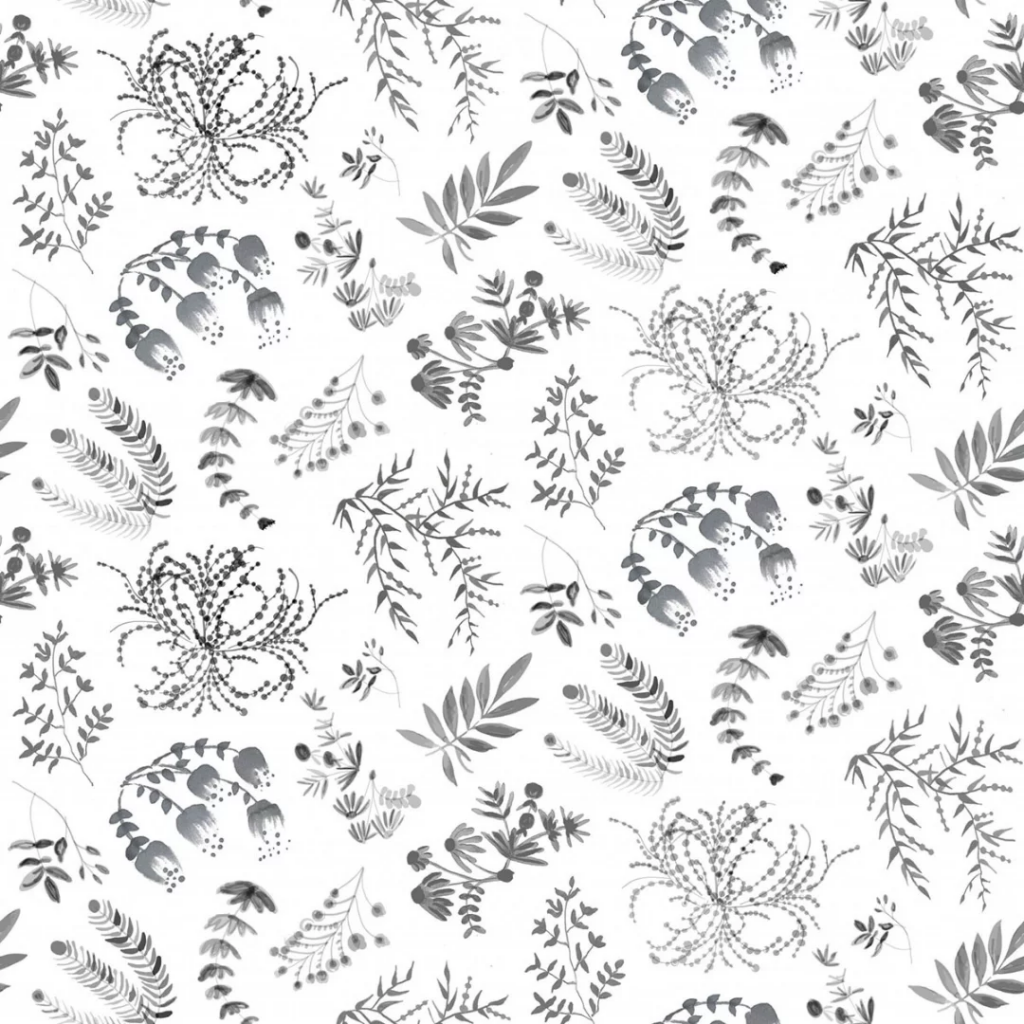 Papel de Parede ramo de flores cinza - Ref 5620-1