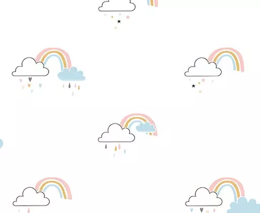 Papel de Parede nuvemzinha com arco-íris colorido.