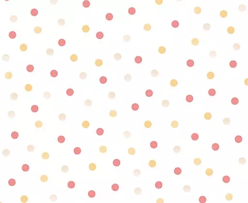 Papel de Parede com bolinhas coloridas - poá, amarelo, vermelho, rosa e fundo branco.