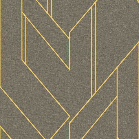 Papel de Parede Geométrico Marrom e Dourado
