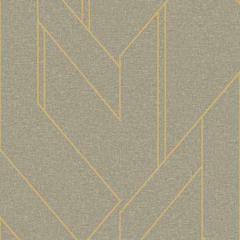 Papel de Parede Geométrico cor Marrom Fendi e Dourado