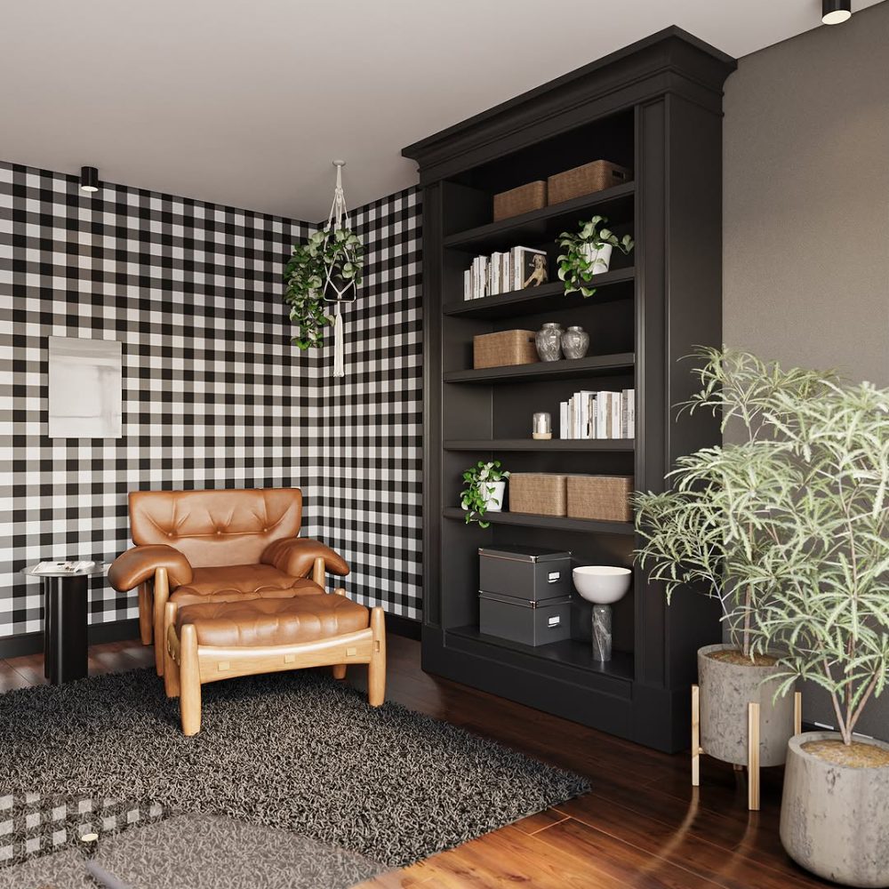 Papel de Parede Vichy Preto e Branco