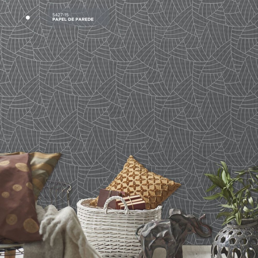 Papel de Parede Emborrachado Folhagem